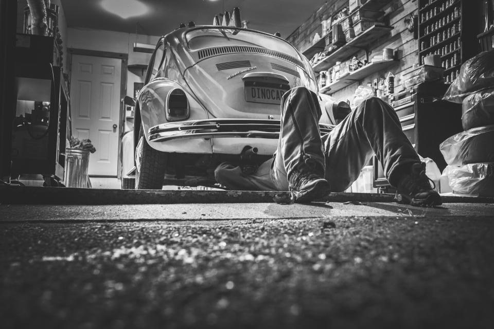 Vintage car in a garage